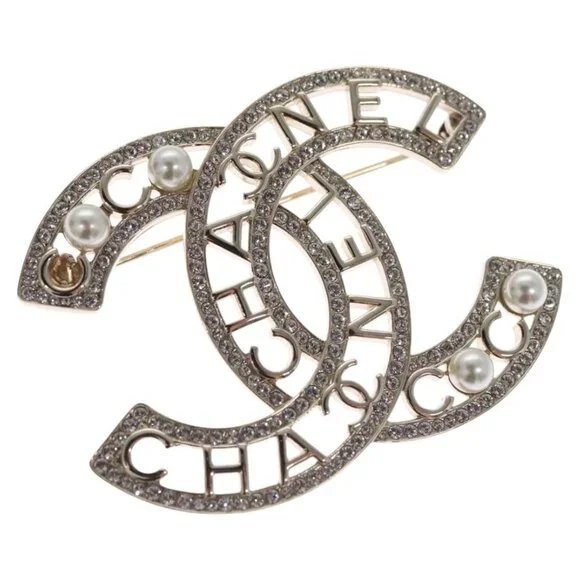 CHANEL COCO Mark Brooch Metal Silver CC Auth bs23017 - Picture 15 of 15